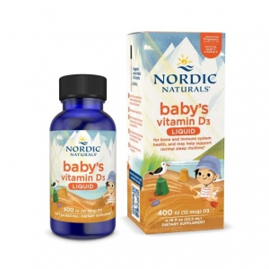 Nordic naturals挪威小鱼宝宝补钙VD3婴幼儿童400IU新生儿维生素D3滴剂22.5ml-保质期2026年9月
