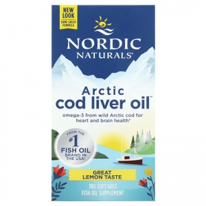 Nordic Natural 挪威小鱼高端北极鳕鱼肝油柠檬味180粒软胶囊-保质期2027年1月