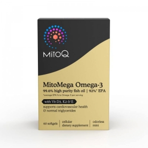【单瓶不包邮mitoq任意3盒包邮】MitoQ美透高纯度鱼油 99.6%Omega 3 With D3 K2&E60粒-保质期2029年1月
